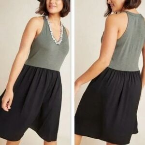Anthropologie Dolan Left Coast Fabiana Colorblock Green Black Tank Dress New Tag